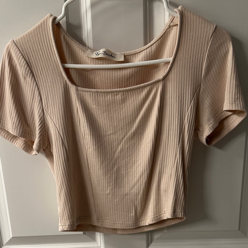 Lyn Burchen Cream Ribbed Women's Top
